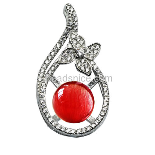 925 sterling silver jewelry pendant setting for woman necklace making micro pave round 30x15.5mm  0.8mm