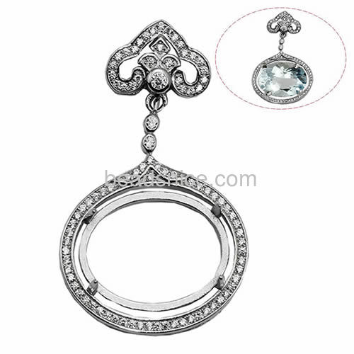 925 silver pendant blank setting for women jewelry making oval 39X26.2mm pin size 4.5X1mm