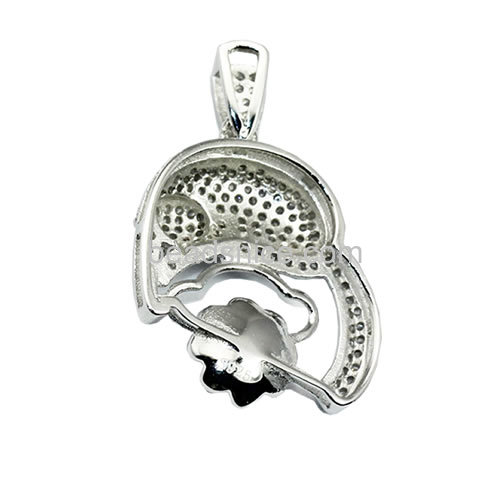 Pendant setting sterling silver 925 for woman necklace making micro pave with cat-shaped 30.5x20mm  0.8mm