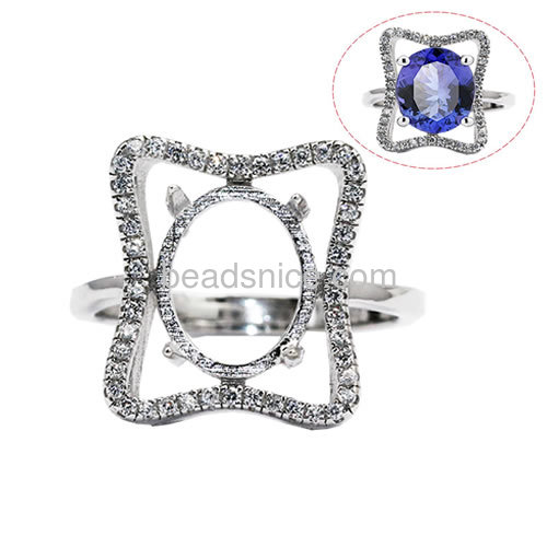 925 sterling silver couple lover rings semi mount for stones oval adjustable US ring size 7 to 9
