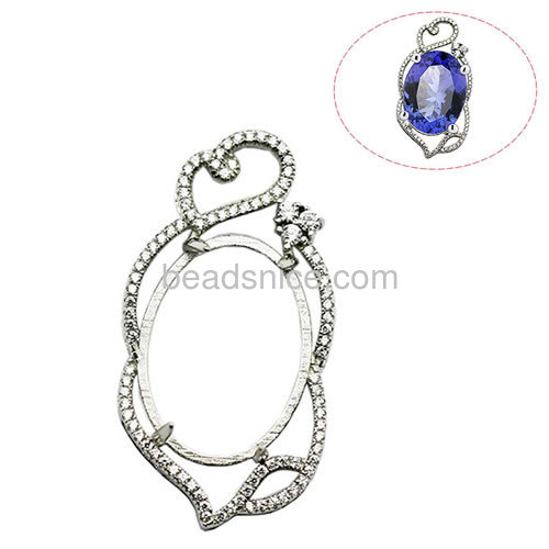 Wholesale pendant setting woman jewelry 925 sterling silver for necklace making 33x20mm pin 5x1mm