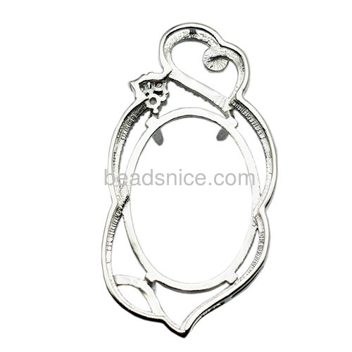 Wholesale pendant setting woman jewelry 925 sterling silver for necklace making 33x20mm pin 5x1mm