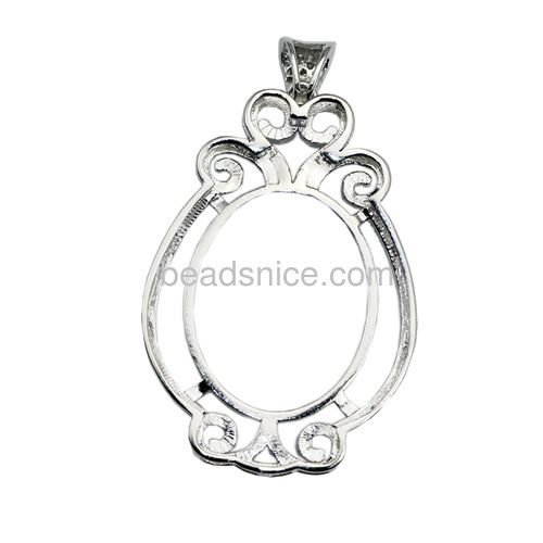 Genuine 925 sterling silver pendant setting for woman jewelry making oval 45.5x26.8mm pin 4.5x1mm