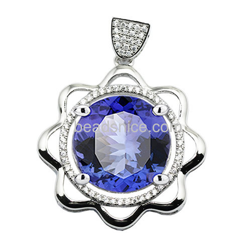 Hot sale charming pendant setting 925 sterling silver for jewelry making round 34x27.5mm pin 5x1mm