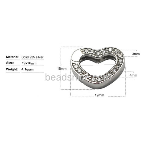 Spring ring clasps 925 sterling silver spring rings for jewelry making heart-shaped