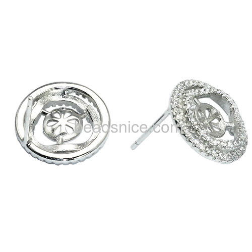 New style stud earring base for half-drill jewelry making 12.5x12.5mm pin size 2.5xo.5mm