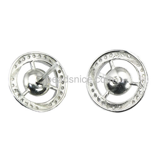Charming 925 sterling siver diy finding stud earring base for half-drill 13x13mm pin size 3x0.8mm