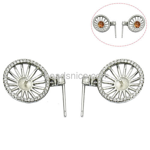 New design jewelry stud earring base for half-drill 20.5x11.5mm pin size 2x0.8mm
