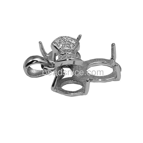 925 sterling silver pendant setting diy jewelry pendant base 21.5X20mm pin size 4X1mm 3.5X1mm