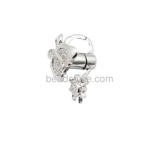 Sterling silver jewellery clasp for bracelet making micro pave flower-shaped handmade silver jewellery accessories