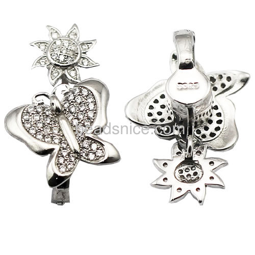 Sterling silver jewellery clasp for bracelet making micro pave flower-shaped handmade silver jewellery accessories