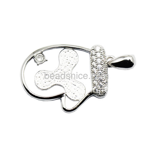 Charming pendant base micro pave jewelry setting pendant trays fit13x13mm Austria crystal 2708