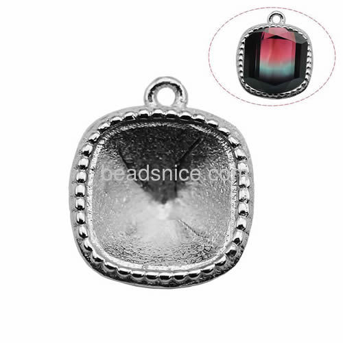 Pendant base sterling silver blank pendant trays for diy fit 10X10mm Austria crystal 4470