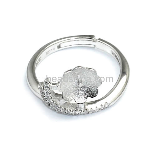 Steriling silver jewelry wholesale micro pave cz  latest ring setting designs adjustable US ring size 7 to size 9