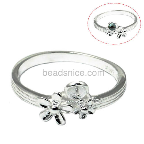 Fancy design 925 silver rings jewellery wholesale micro pave flower ring setting adjustable US ring size 7 to 9