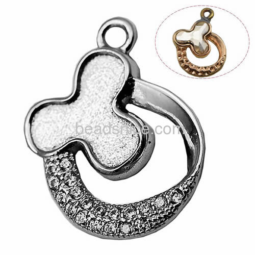 Pendant blank setting 925 silver micro pave crystal pendant base fit 8.5X6mm Austria crystal 2708