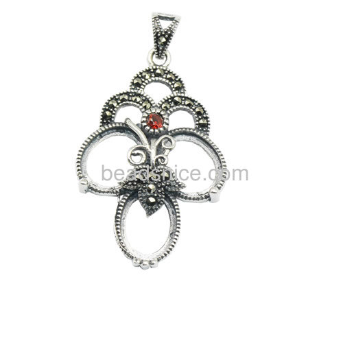 Thailand sterling silver charming pendant setting for necklace making 38.5x22mm