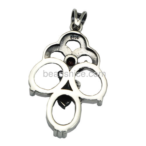 Thailand sterling silver charming pendant setting for necklace making 38.5x22mm