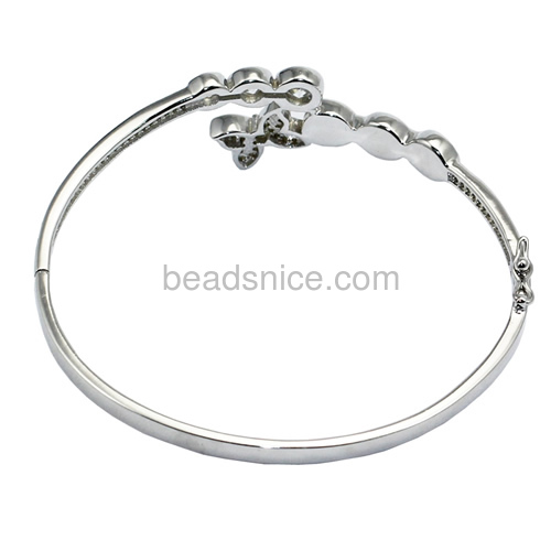 925 silver jewelry accessories bangle base for half-drilled beads pearl making 6.43inch pin size 2.2x0.5mm