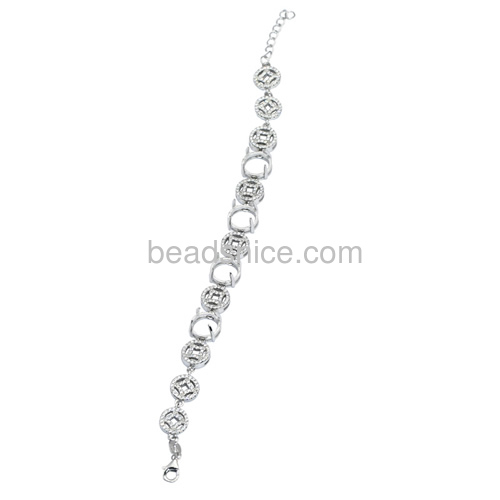 Sterling silver chain bracelet setting micro pave zircon 6.6inch pin size 4.1x1mm