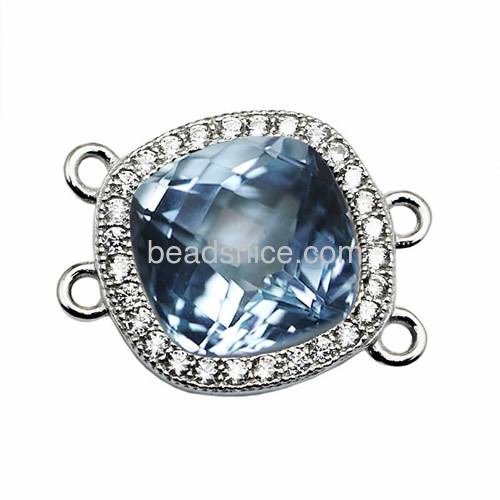 Pendant bezel setting sterling silver micro pave with crystal fit 12x12x6mm Austria crystal 4470