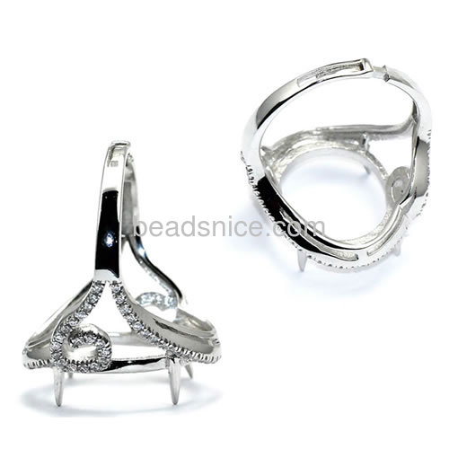 925 silver couple matching ring setting donut adjustable US ring size 7 to 9