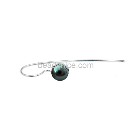 Hook earring 925 steriling silver earwire setting for half-drilled pearl 48x11mm pin size 12x8mm
