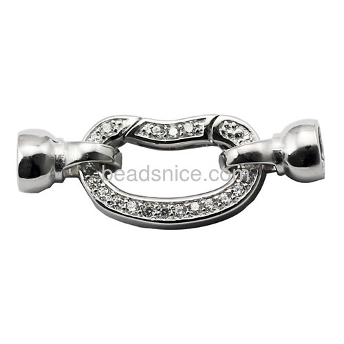 Clasp for necklace making 925 sterling silver crystal micro pave clasp wholesale