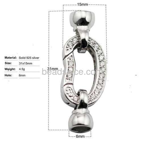 Clasp for necklace making 925 sterling silver crystal micro pave clasp wholesale