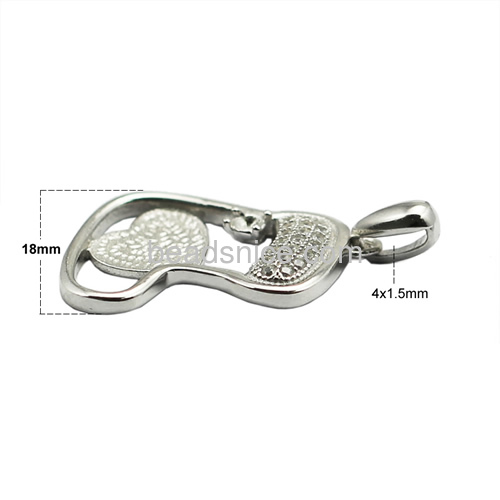 Pendant trays sterling silver micro pave with zircon pendant setting fit 9.5x7.5mm Austria crystal 2708