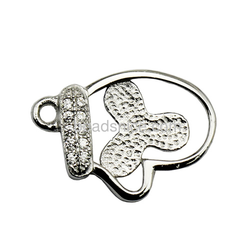 Pendant base sterling silver pendant setting micro pave crystal fit 8x8mm Austria crystal 2708