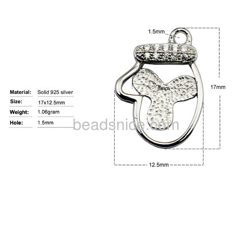 Pendant base sterling silver pendant setting micro pave crystal fit 8x8mm Austria crystal 2708