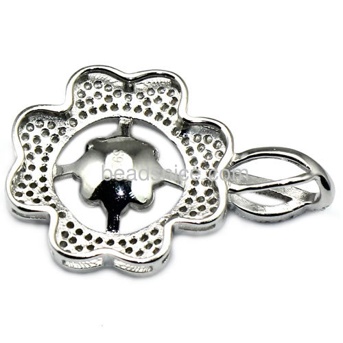 925 sterling silver pendant setting micro pave with flower-shapes 31.5X21.2mm pin size 4X0.8mm