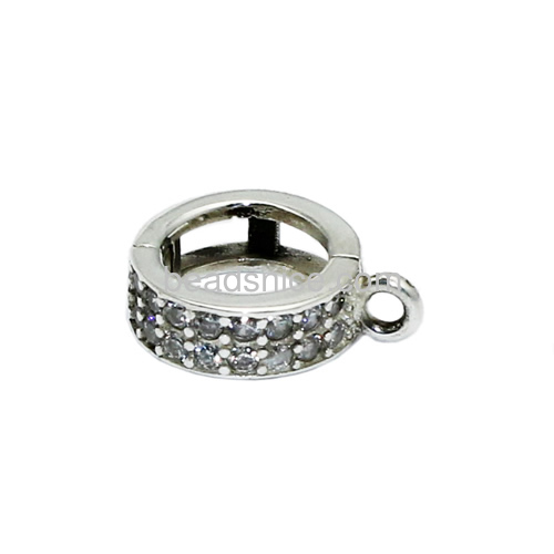 Charm holder stopper bead for 3mm leather sterling silver micro pave  with crystal for women bracklace