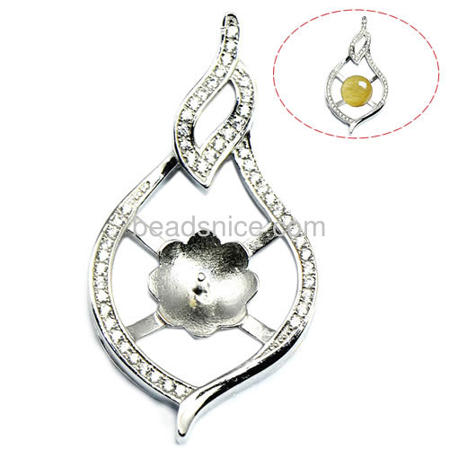 Hot sale necklace pendant setting 925 sterling silver for woman jewelry making 35X28.5mm pin size 4X0.5mm