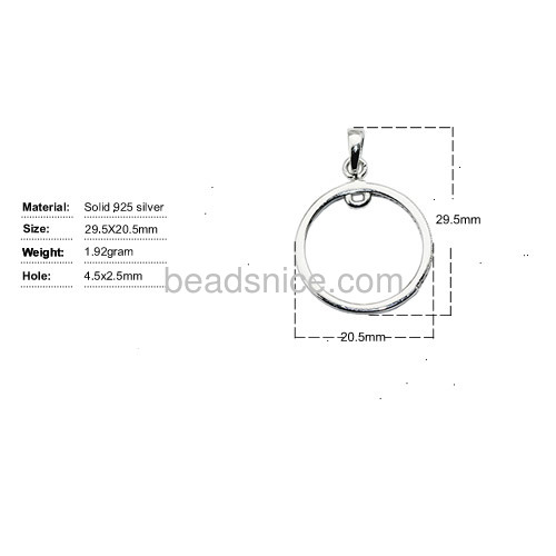 Charm pendant 925 sterling silver for woman necklace making round