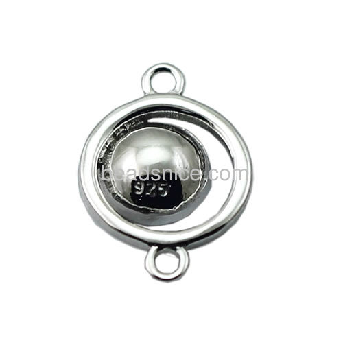 Sterling silver connector cabochon setting bezel tray for jewelry making