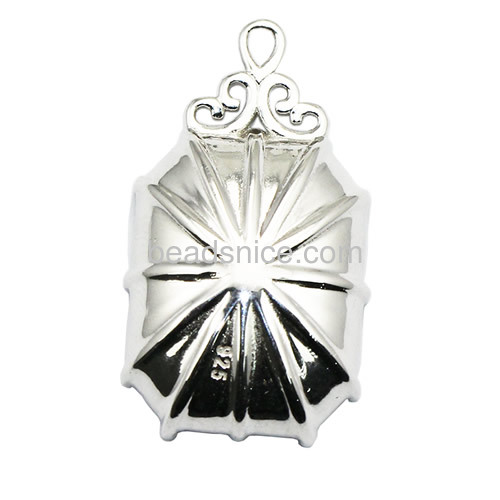 Pendant setting 925 sterling silver pendant trays for jewelry making fit 18.5x13.5x4mm Austria crystal 4610