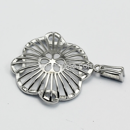 Pendants setting micro pave crystal sterling silver round jewelry setting 37x24mm pin 3x0.5mm