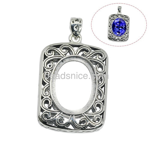 Thailand sterling silver new pendants setting  for jewelry diy 41x24mm