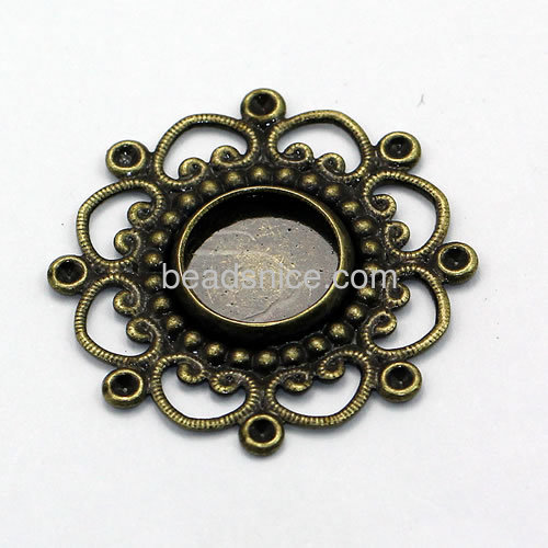 Cabochon setting brass pendant base jewelry findings wholesale flower-shaped