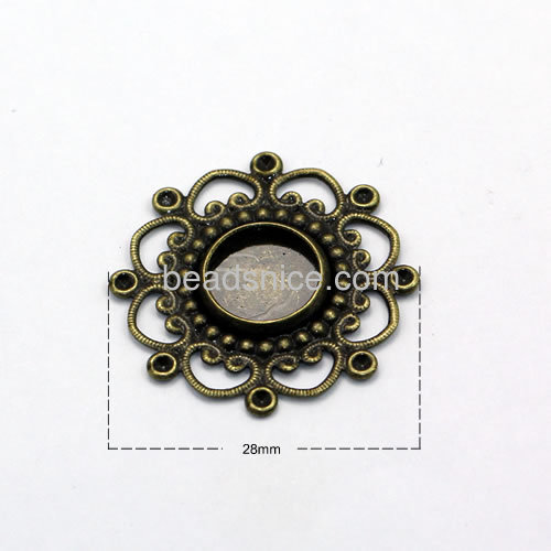 Cabochon setting brass pendant base jewelry findings wholesale flower-shaped
