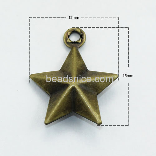 Brass antique pendant charm diy jewelry component star-shaped