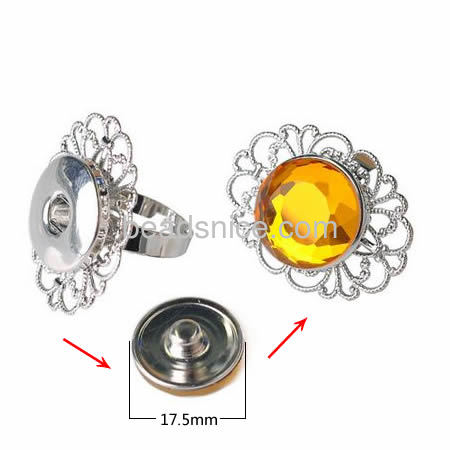 Brass Filigree Ring Base with Button Chunks Ring  , lead-safe, nickel-free,