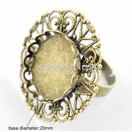 Brass Cabochon Setting , Finger ring base Brass jewelry Ring Finding , lead-safe, nickel-free,