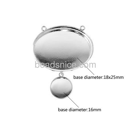 Brass Cabochon Round Pendant Setting,fits mm round,Hole:about 2.5mm,Lead-Safe,Nickel-Free,rack plating,