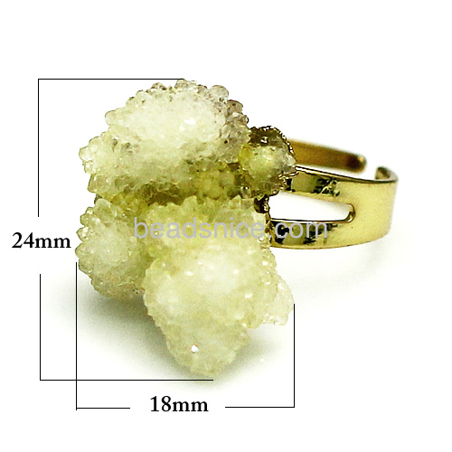 Rings adjustable size gemstone ring-agate geode druzy slice rings for men and women