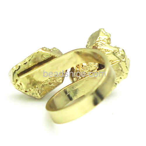 Druzy crystal quartz amethyst geode slice or slab cabochon ring sizable gold dip gemstone ring adjustable ring gold plating jewe