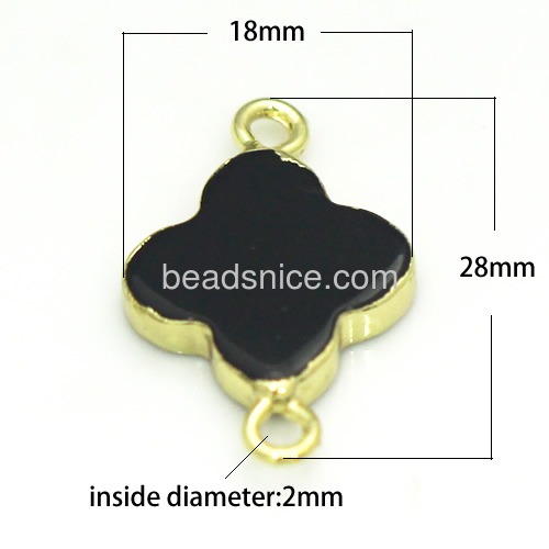 Clover druzy connector with Brass, silver color plated, mixed & 1/1 loop, nickel, lead & cadmium free