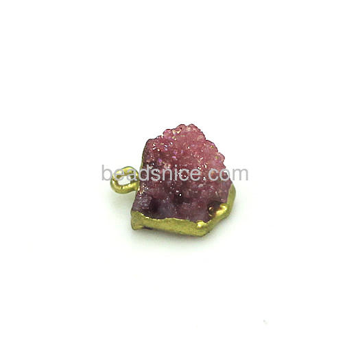 Druzy pendant gold plated  natural  geode jewelry electroformed gemstone quartz pendants with brass bail
